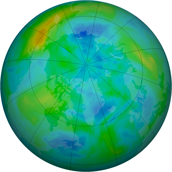 Arctic ozone map for 27 September 1985